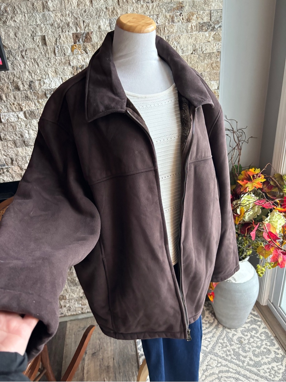 Dockers Dark Brown Men's Puffer Jacket with Full Zip